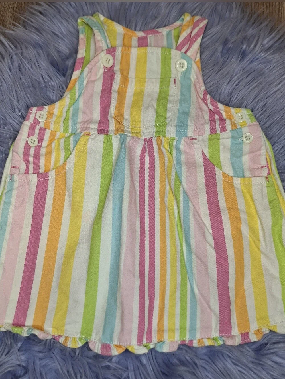 Gymboree Rainbow Striped Overall Dress Cotton 6-12m